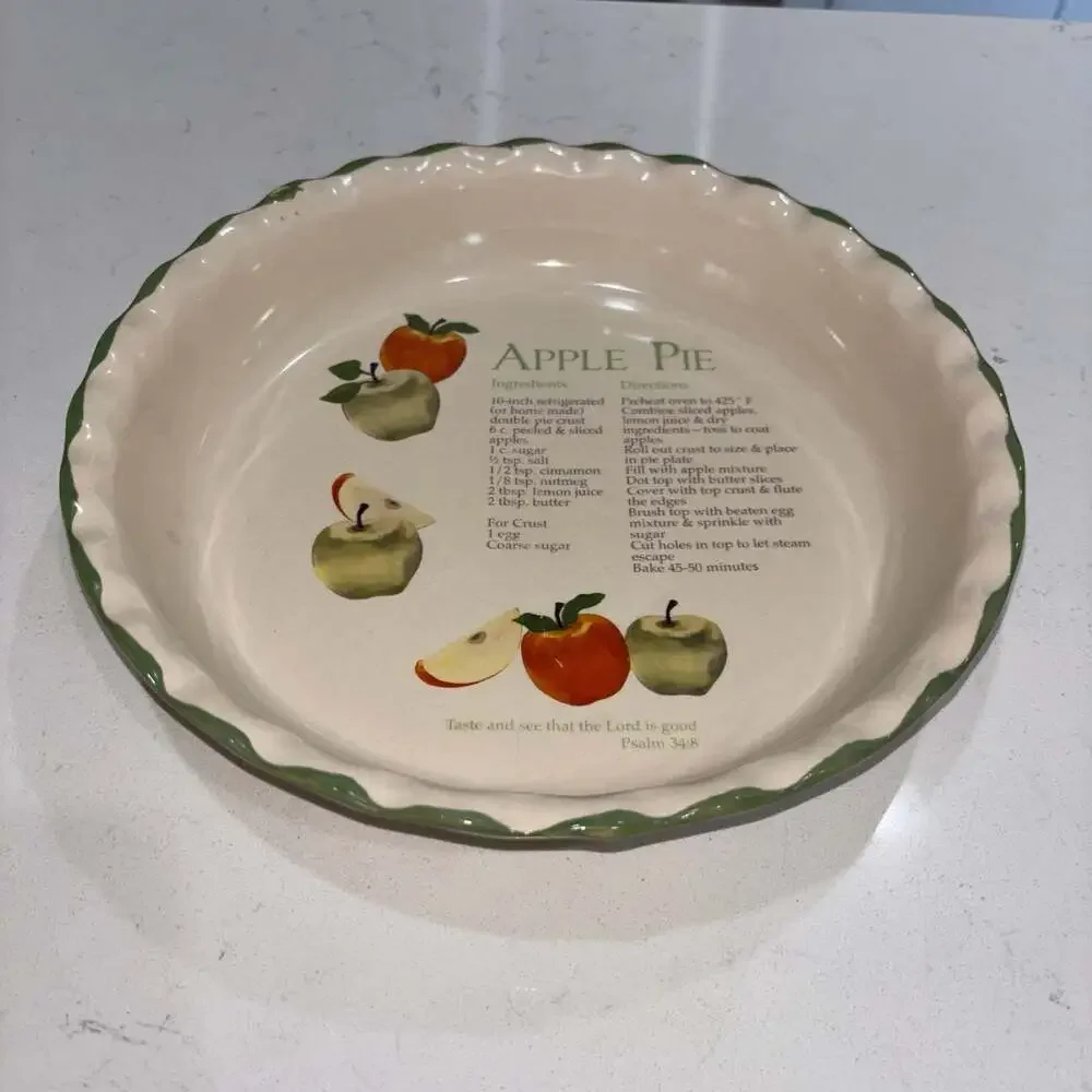 Dennis East International (DEI) Apple Pie Recipe Scalloped Edge Ceramic Baking D